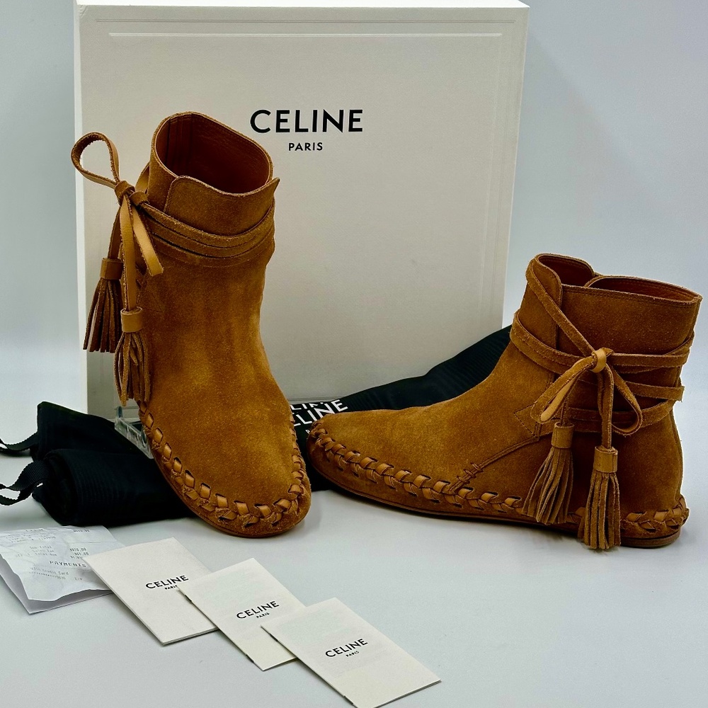 Celine Paris Suede Wrap-Around Moccasins WOMENS SZ IT 38 / US 8